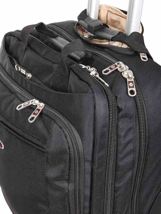 Dielle 412M Cabin Travel Suitcase Fabric Black with 2 Wheels Height 40.6cm