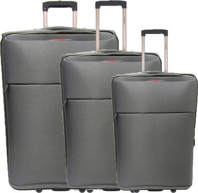 Diplomat The Athens Collection Travel Suitcases Fabric Gray with 2 Wheels Set 3pcs