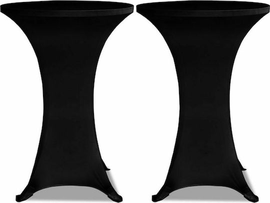 vidaXL Elastic Table Cover Black Ø60cm 2pcs