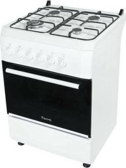Ferre F6T40G2-WT Κουζίνα Υγραερίου 64lt με Εστίες Υγραερίου Π60εκ. Λευκή