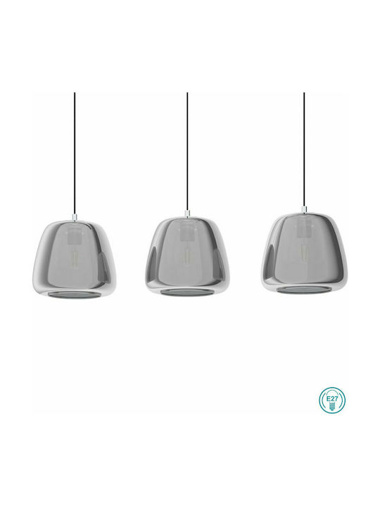 Eglo Albarino Pendant Light Three-Light Rail for Socket E27 Silver