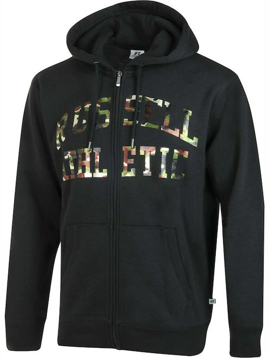 Russell Athletic Men's Sweatshirt Jacket with Hood and Pockets Black