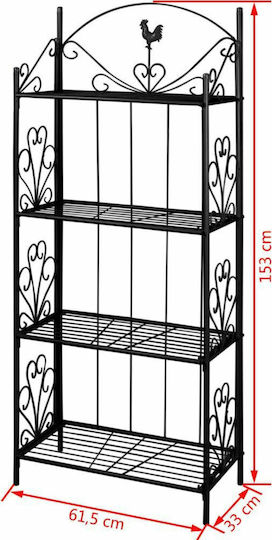 vidaXL Pot Rack Metal Black 61.5cmx33cm / 153cmx153cmcm.