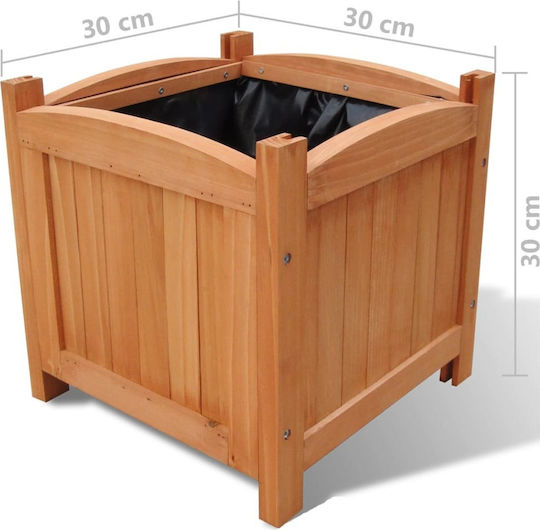 vidaXL Set of 4 Wooden Brown Flower Pots 30cm