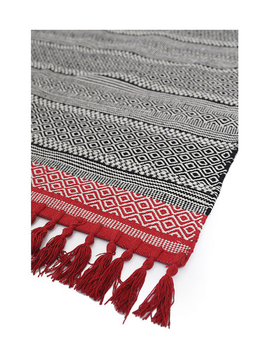 Royal Carpet Estelle Bossa Nova Handgefertigt Teppich Rechteckig Baumwolle mit Fransen Red-Grey