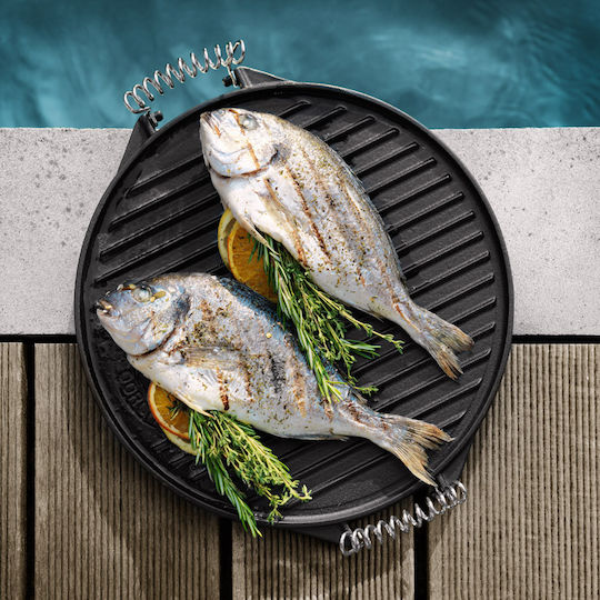 Outdoorchef 420 Πλάκα Ψησίματος με Μαντεμένια Λεία & Ραβδωτή Επιφάνεια 33εκ.