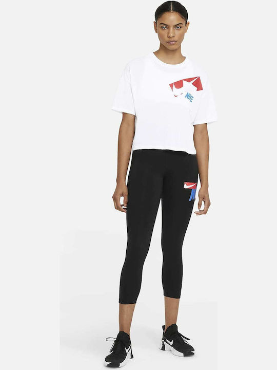 Γυναικείο Oversized Crop T-shirt Dri-Fit Λευκό