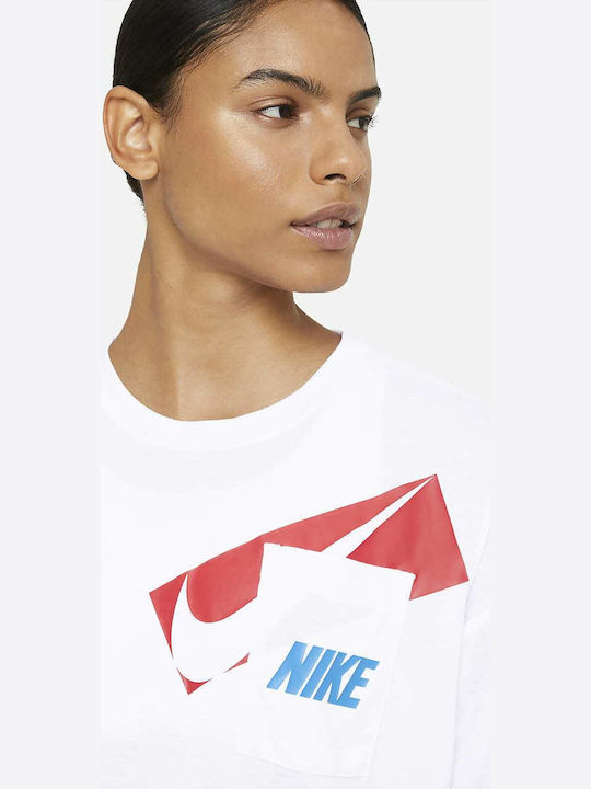 Γυναικείο Oversized Crop T-shirt Dri-Fit Λευκό