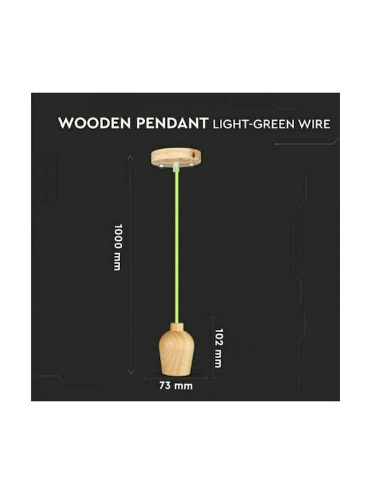 V-TAC Pendant Light Green with Socket E27 7.3cm