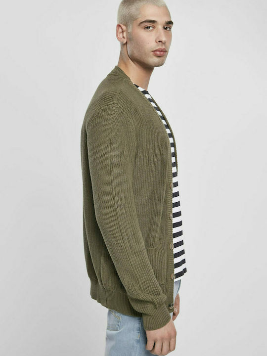 Herren Strickjacke mit Knöpfen Khaki
