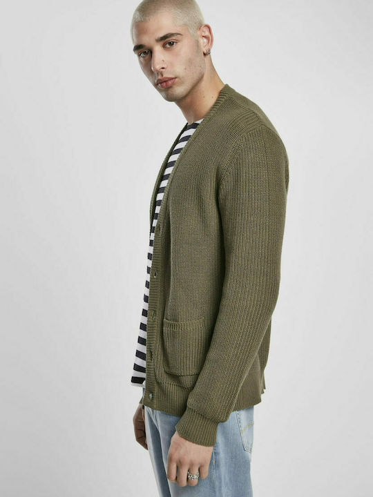 Herren Strickjacke mit Knöpfen Khaki