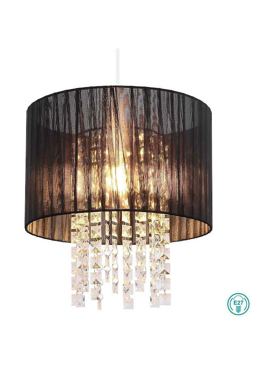 Globo Lighting Pyra Pendant Light Single-Light with Crystals for Socket E27 Black