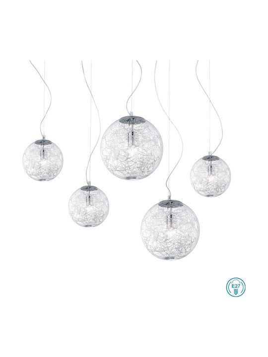 Ideal Lux Mapa Max SP5 Pendant Chandelier Ball for 5 Bulbs E27 Silver