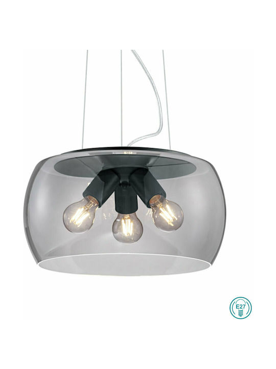 Trio Lighting Valente Μοντέρνο Κρεμαστό Φωτιστικό Τρίφωτο με Ντουί E27 σε Μαύρο Χρώμα