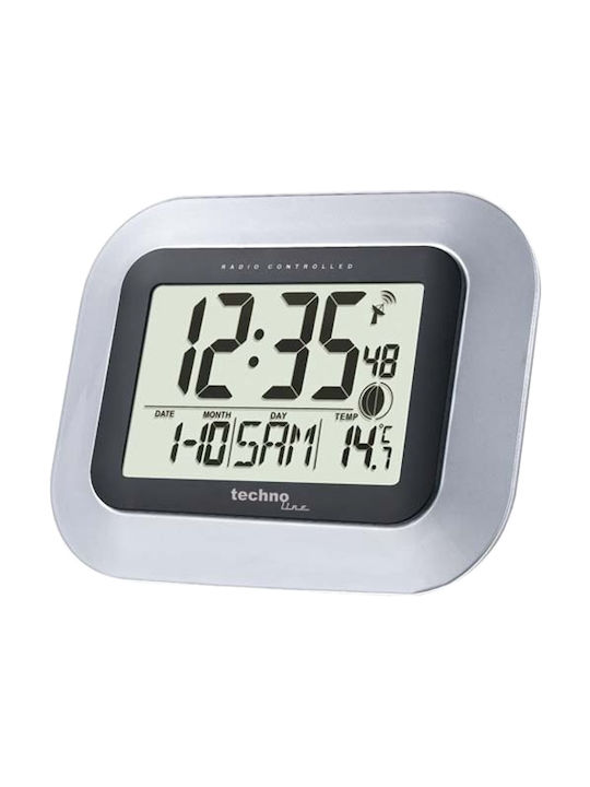 Technoline WS 8005 Επιτραπέζιο Ψηφιακό Ρολόι LCD με Ξυπνητήρι Ασημί