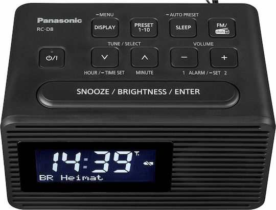 Panasonic Panasonic Tischuhr Digital mit LCD Bildschirm, Wecker & Tischradio Schwarz RC-D8EG-K