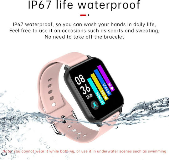 T82 Smartwatch με Παλμογράφο (Ροζ)
