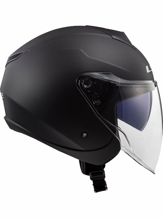 LS2 OF573 Twister II Jet Helmet with Sun Visor ECE 22.05 1100gr Solid Matt Black KR00224