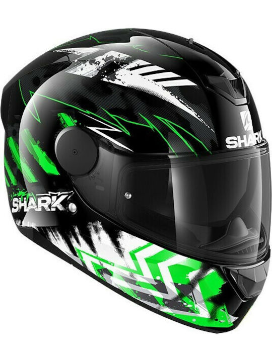 Shark D-Skwal 2 Penxa Full Face Helmet with Pinlock and Sun Visor ECE 22.05 1450gr Black Green Yellow HE4054KGY