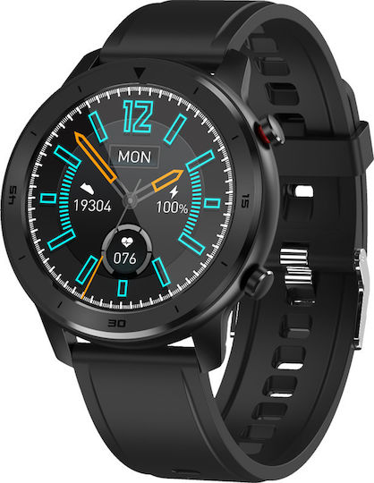 DAS.4 SQ12 Smartwatch με Παλμογράφο (Black Rubber)