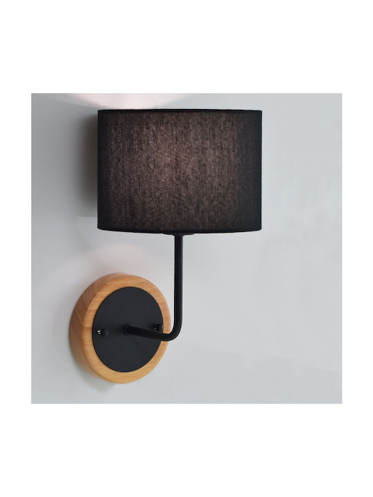 Aca Classic Wall Lamp with Socket E27 Black Width 18cm