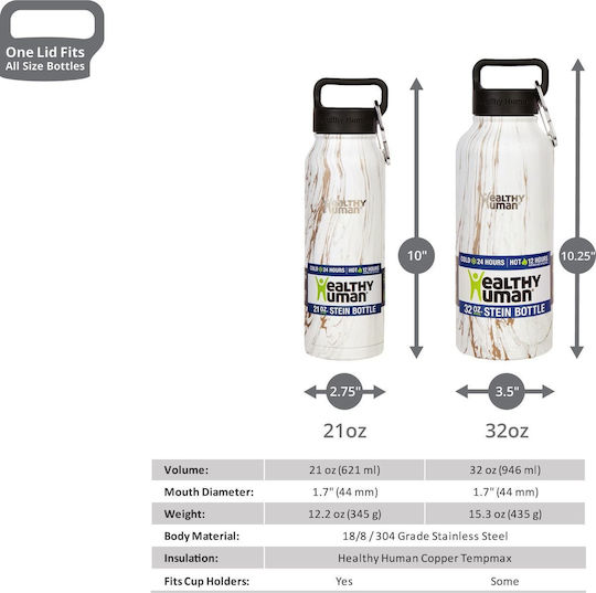 Healthy Human Curve Water Bottle Sticlă Termosuri Si Cani Termos Oțel Inoxidabil Fără BPA 620ml Roșie
