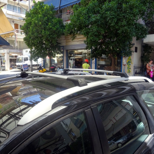 Omtec Μπάρες Οροφής Αλουμινίου 90εκ. Universal για Αυτοκίνητα με Εργοστασιακές Μπάρες (Σετ με πόδια και κλειδαριά) Μαύρες