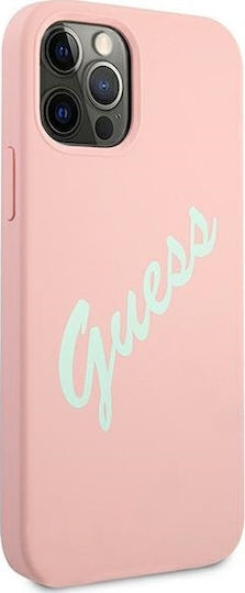 Guess Silicone Vintage Back Cover Πλαστικό Ροζ (iPhone 12 / 12 Pro)