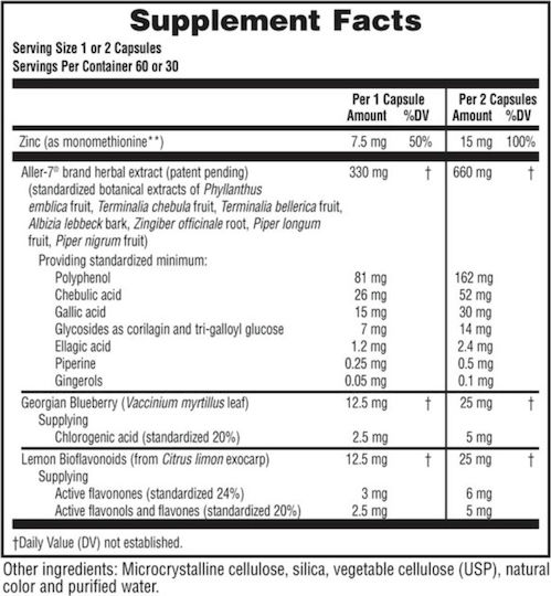 Nature's Plus Aller-7 Rx Respiration Συμπλήρωμα για την Υγεία Αρθρώσεων & Οστών 60 κάψουλες