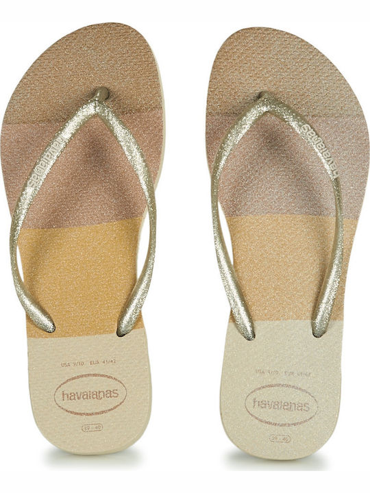Damen-Flip-Flops - Hausschuhe Slim Palette Glow in Gold Farbe