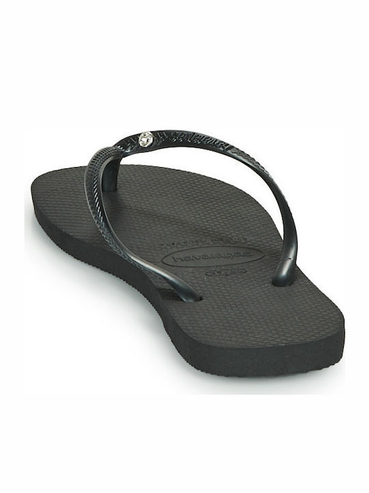Slim Crystal Sw II Flip Flops in Black Colour