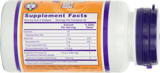 Now Foods Evening Primrose Oil Συμπλήρωμα για την Εμμηνόπαυση 100 μαλακές κάψουλες