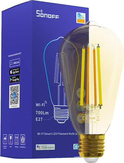 Sonoff Bec Smart LED 7W pentru Dulie E27 și Formă ST64 Alb reglabil 700lm Reglabil în intensitate
