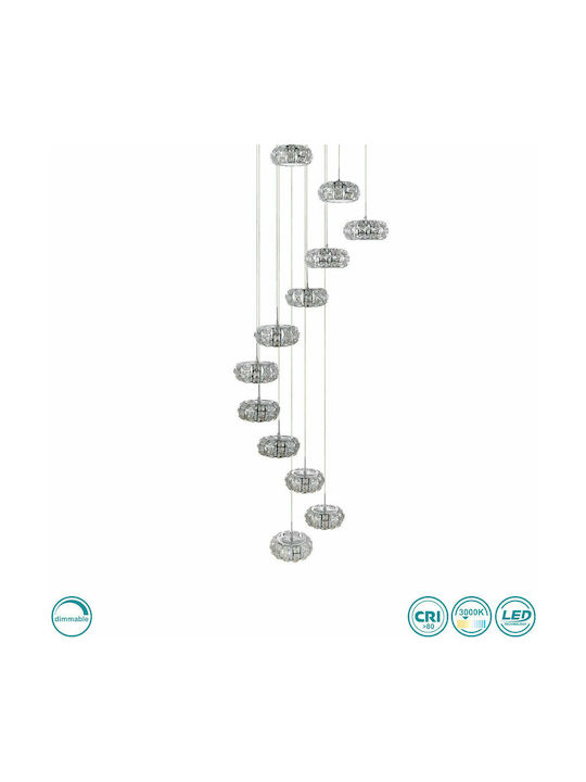 Eglo Corliano Pendant Light LED with Crystals with Warm White Light Silver