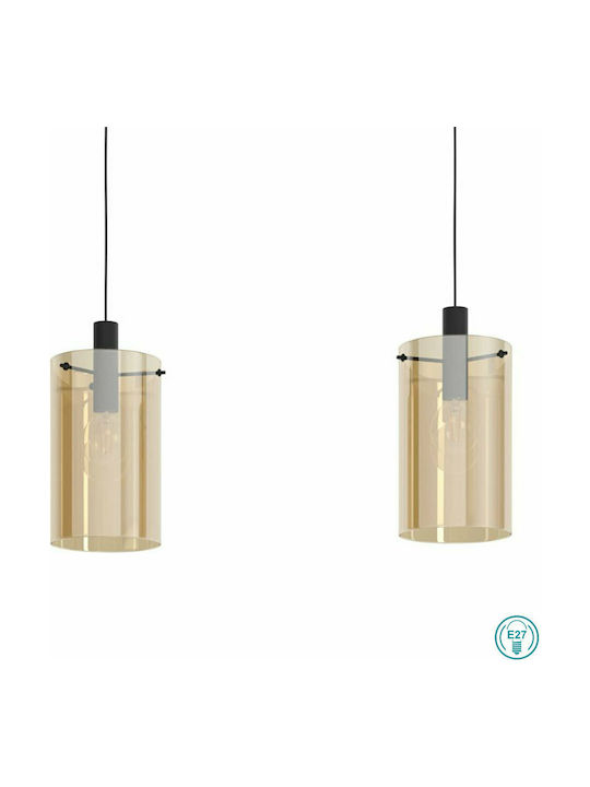 Eglo Polverara Pendant Light Two-Light for Socket E27 Black