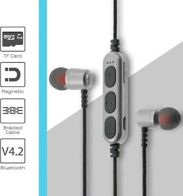 MS-T15 In-ear Bluetooth Handsfree Ακουστικά με Αντοχή στον Ιδρώτα Ασημί