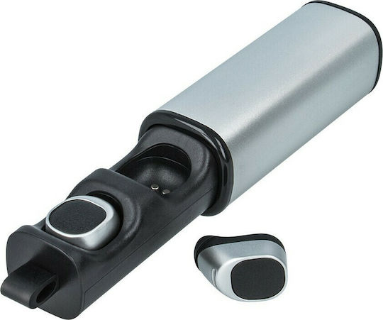 Forever TWE-200 In-ear Bluetooth Handsfree Ακουστικά με Αντοχή στον Ιδρώτα και Θήκη Φόρτισης Ασημί