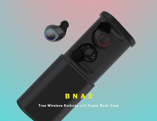 BNA3 In-ear Bluetooth Handsfree Ακουστικά με Θήκη Φόρτισης Μαύρα