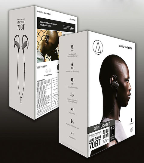 Audio Technica ATH-SPORT70BT In-ear Bluetooth Handsfree Căști cu Rezistență la Transpirație Negru