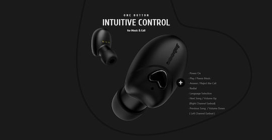 Beebud In-ear Bluetooth Handsfree Ακουστικά με Θήκη Φόρτισης Μαύρα