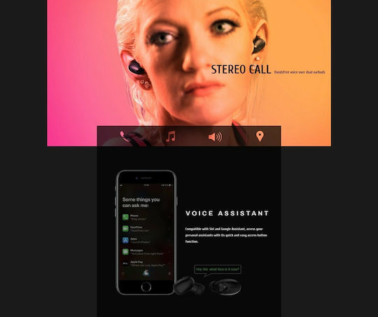 Beebud In-ear Bluetooth Handsfree Ακουστικά με Θήκη Φόρτισης Μαύρα