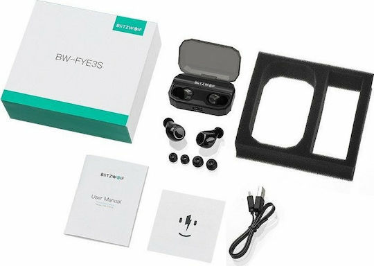 BlitzWolf BW-FYE3S In-ear Bluetooth Handsfree Ακουστικά με Θήκη Φόρτισης Μαύρα