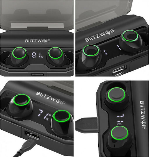 BlitzWolf BW-FYE3S In-ear Bluetooth Handsfree Ακουστικά με Θήκη Φόρτισης Μαύρα