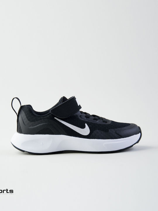 Wearallday PS Kids Sports Shoes Running with Hoop & Loop Closure Black / White