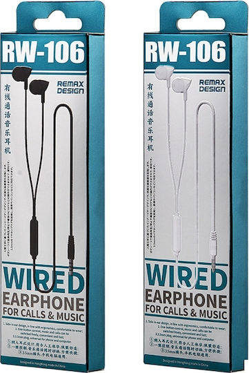 Remax RW-106 În ureche Handsfree cu Mufă 3.5mm Alb