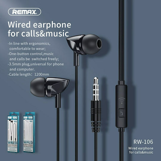 Remax RW-106 In-ear Handsfree with 3.5mm Connector Black