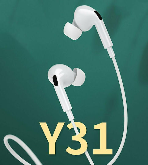 WK Y31 Type-C In-ear Handsfree με Βύσμα USB-C Λευκό