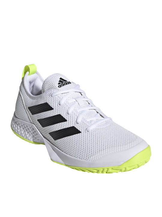 Adidas Court Control Ανδρικά Παπούτσια Τένις για Όλα τα Γήπεδα Cloud White / Core Black / Solar Yellow