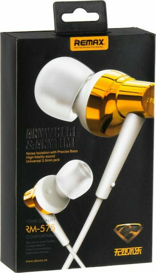 Remax RM-575 In-ear Handsfree με Βύσμα 3.5mm Χρυσό