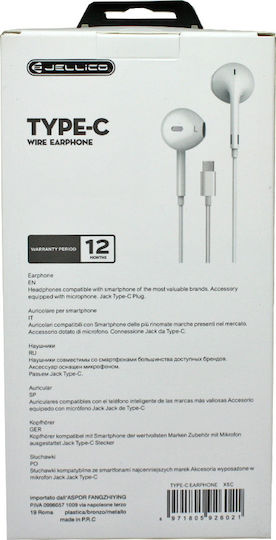 Jellico X5C Earbuds Handsfree with USB-C Connector White